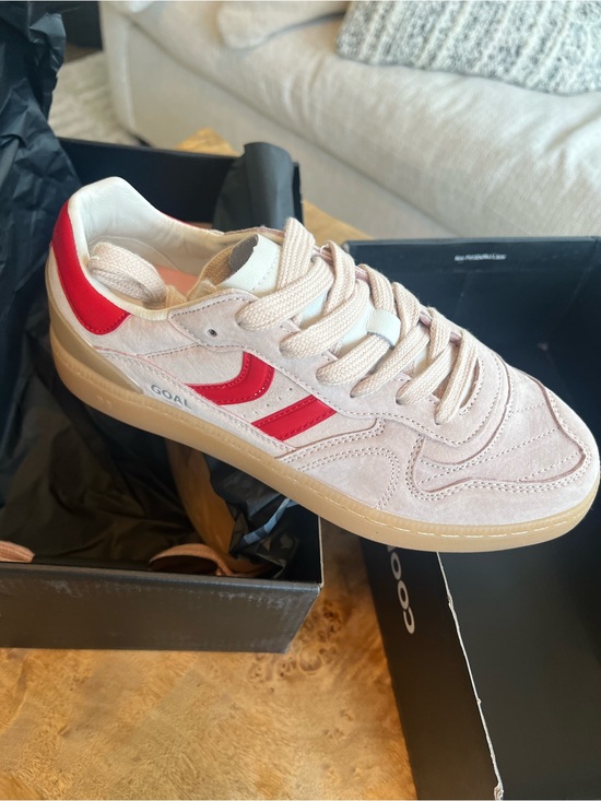 Coolway Shoes - Coolway Goal Marshmallow Sneaker Pink and Red Stripe NWT Anthropologie  sz8